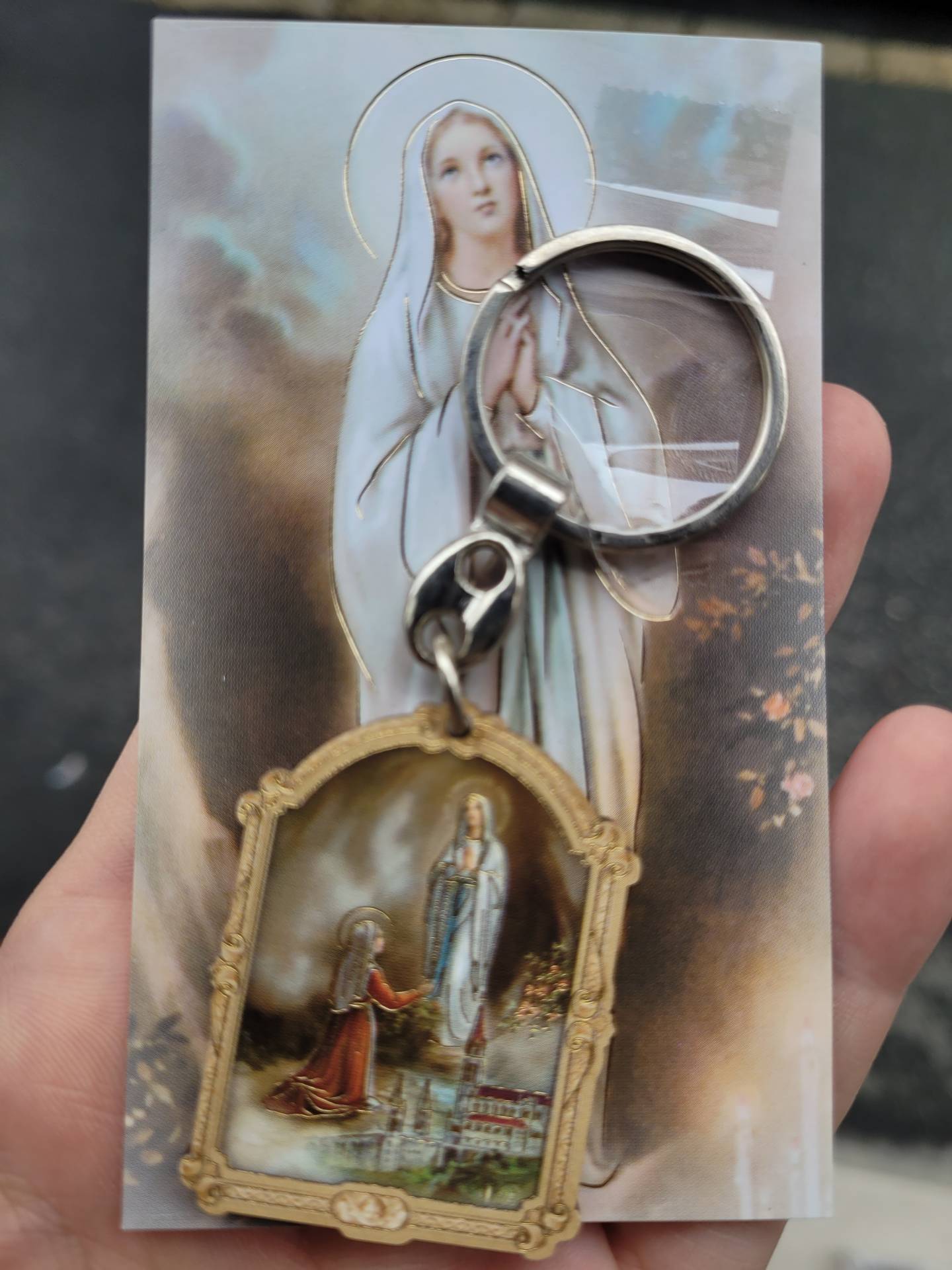 Lourdesi Szűzanya Betegek gyógyitja! Könyörögj Érettünk! Szentkép + ima+ kulcstartó  